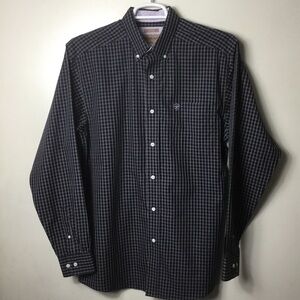 Ariat Men's Black and Purple Check Button-Down Shirt.Large